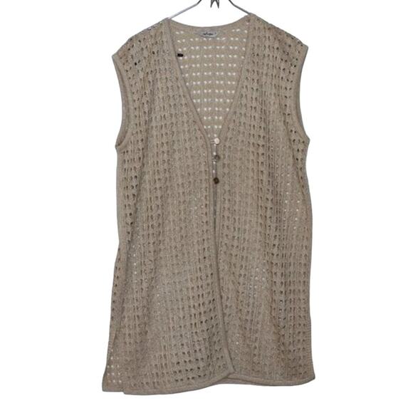 Tan Vest Cardigan Sweater Size Large - Picture 1 of 4